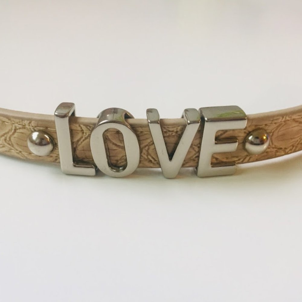 BCBG Snake Skin Pleather Love Bracelet
